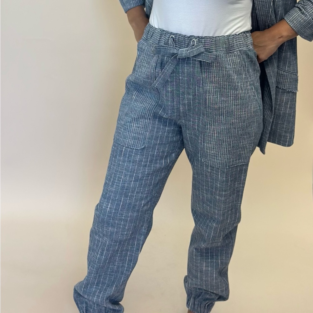 Women's Blue Striped Joggers